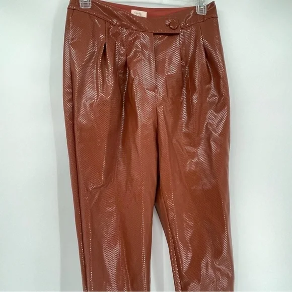 Camila Coelho Filomena Pant in Cognac size Large Women’s Faux Leather Lined - Picture 6 of 13